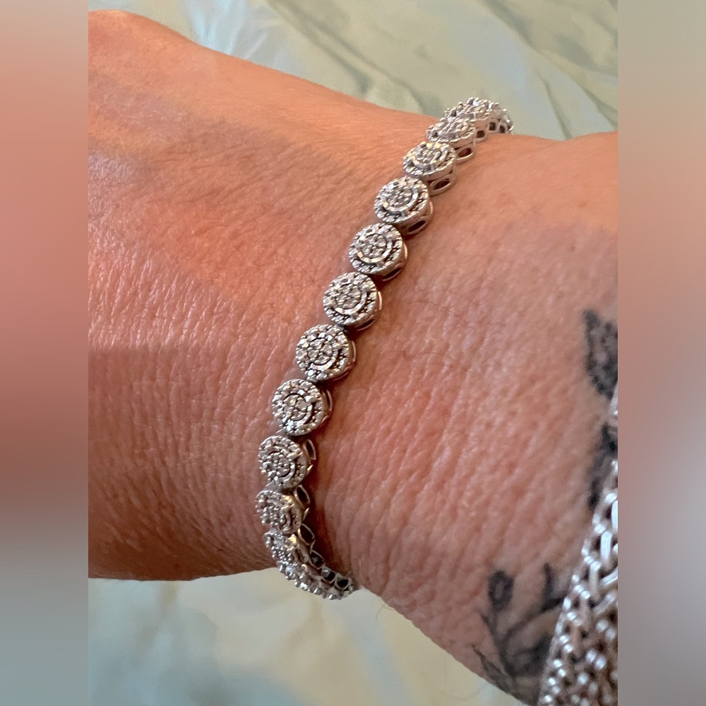 1/4 CT Carat Pave Diamond .925 Sterling Silver Tennis Bracelet jewelry
